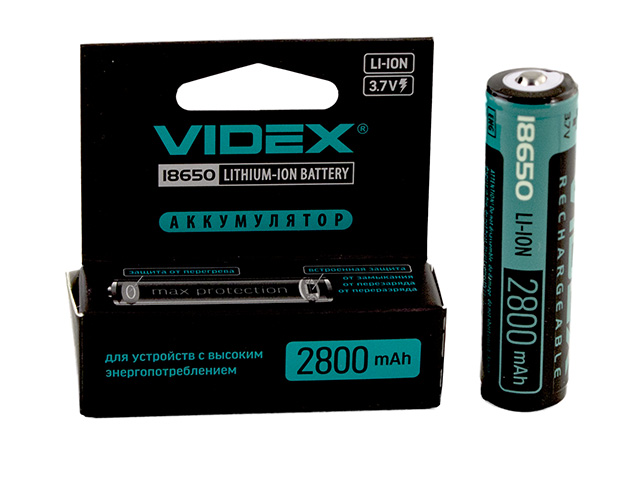 Акумулятор Li-ion 18650-R, 2800 mAh, захист