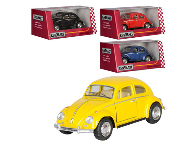 Машина металева Volkswagen Classical Beetle, в коробці 16×7×8см