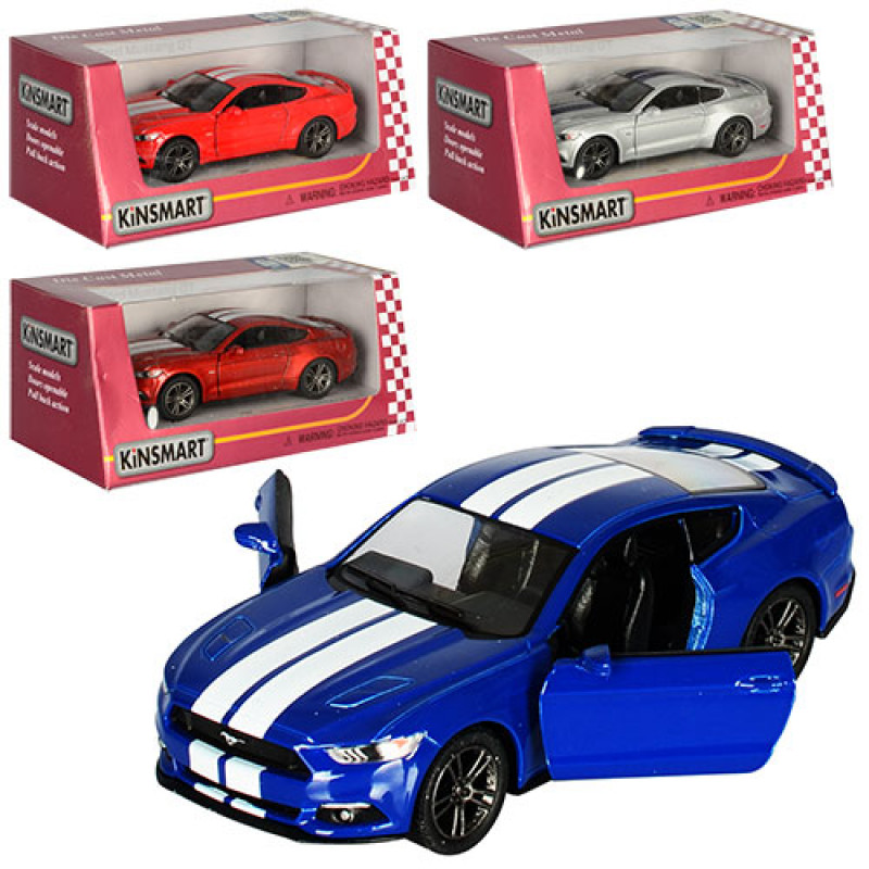 Машина металева Ford Mustang GT, 1: 38, інерційна, відкриваються двері, гумові колеса в коробці, 16×7×8см