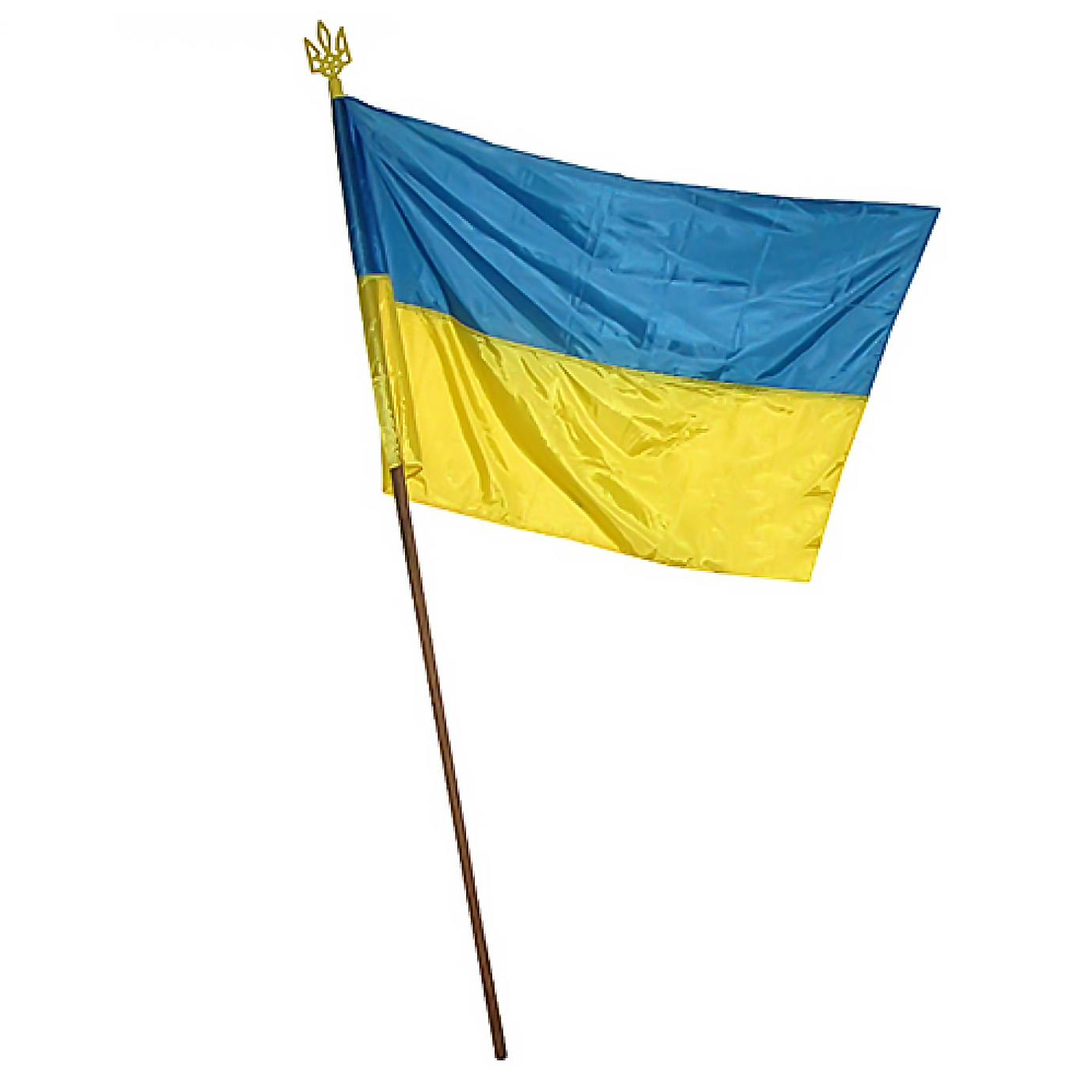 Прапор України з держаком і тризубом 133×94см атлас