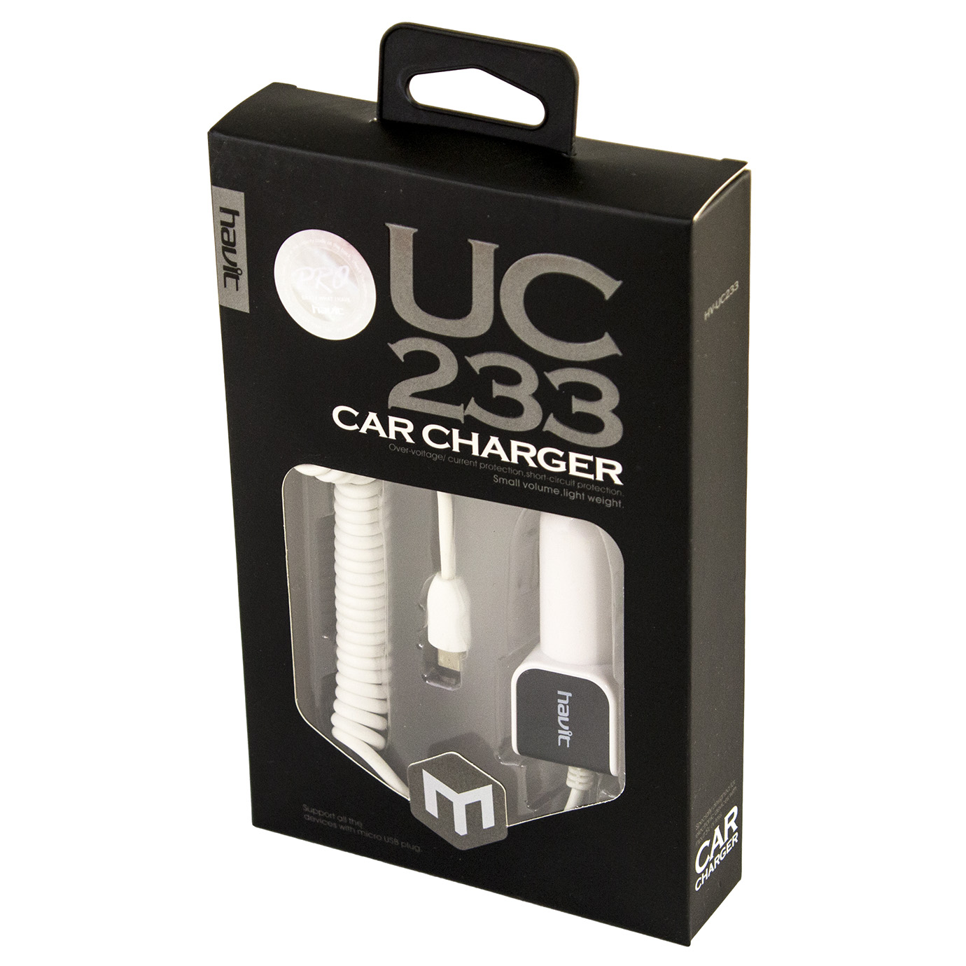 Зарядний пристрій автомобільний microUSB white/black