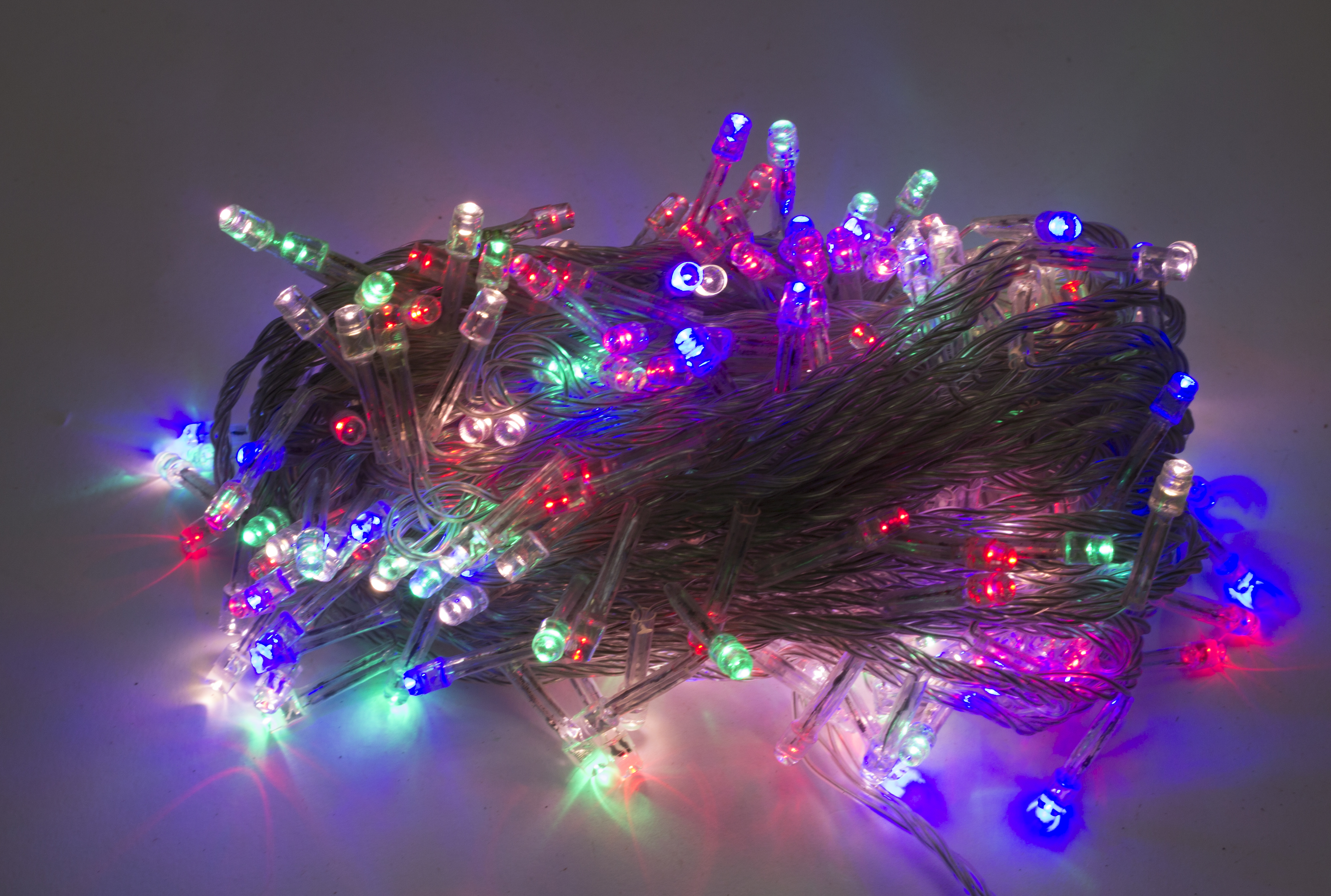 Гірлянда електрична 300 LED MultiColor неонове, прозорий провід L-19,5 м