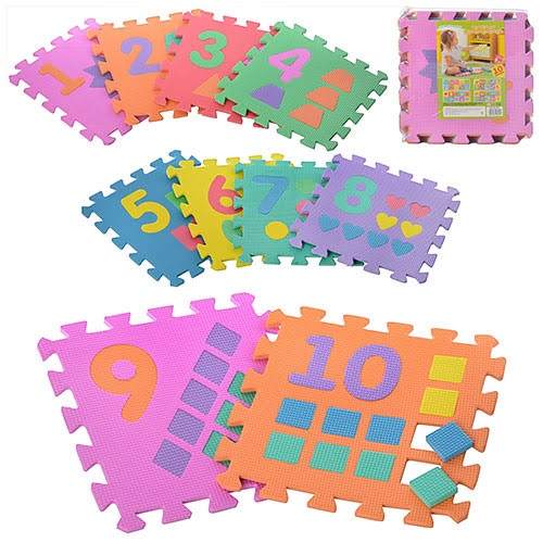 Килимок-мозаїка, 10 деталей (9мм, 30×30см) Цифри, , в кульку 30×30×8см