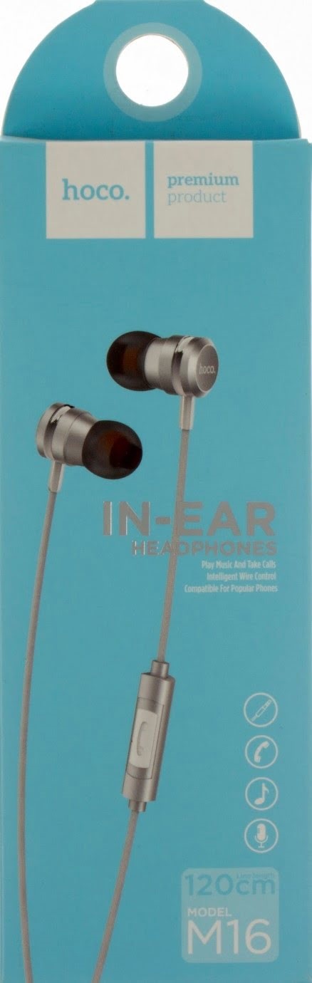 Навушники вакуумні металеві Ling Sound M16 silver мікрофон