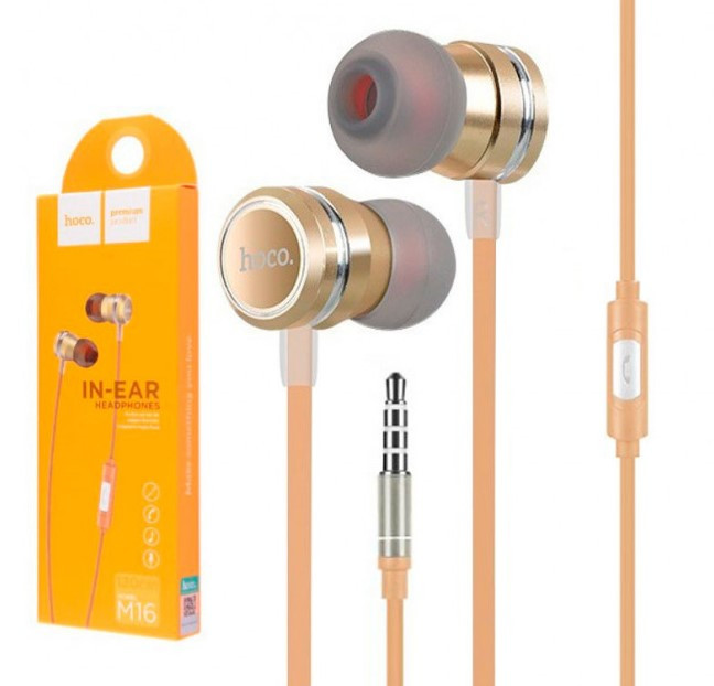 Навушники вакуумні металеві Ling Sound M16 гарнітура gold, мікрофон