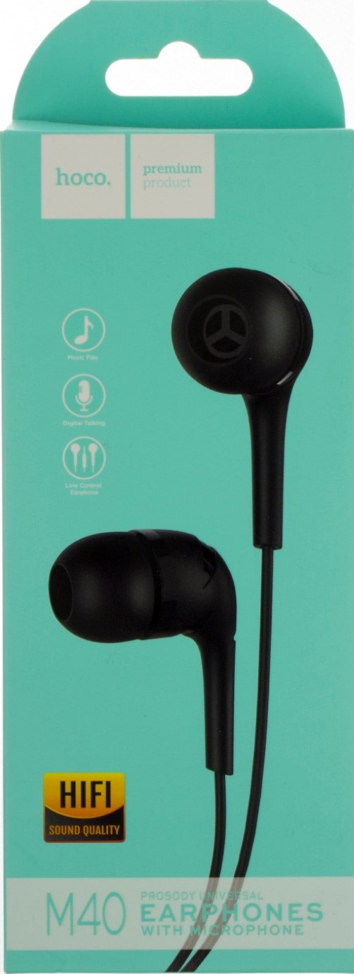 Навушники вакуумні M40 1,2м black+мікрофон