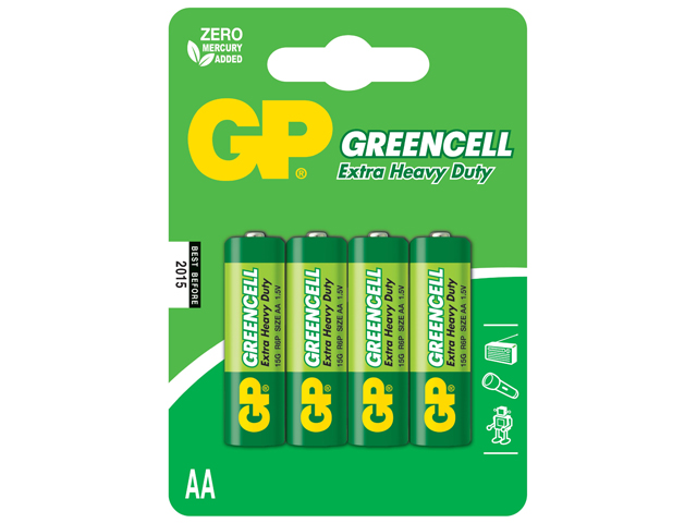 Батарейки Greencell GP15G-2UE4 зелені R-06/блістер 4 шт