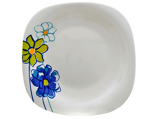 Тарілка десертна скляна Fresh Garden 19см синя