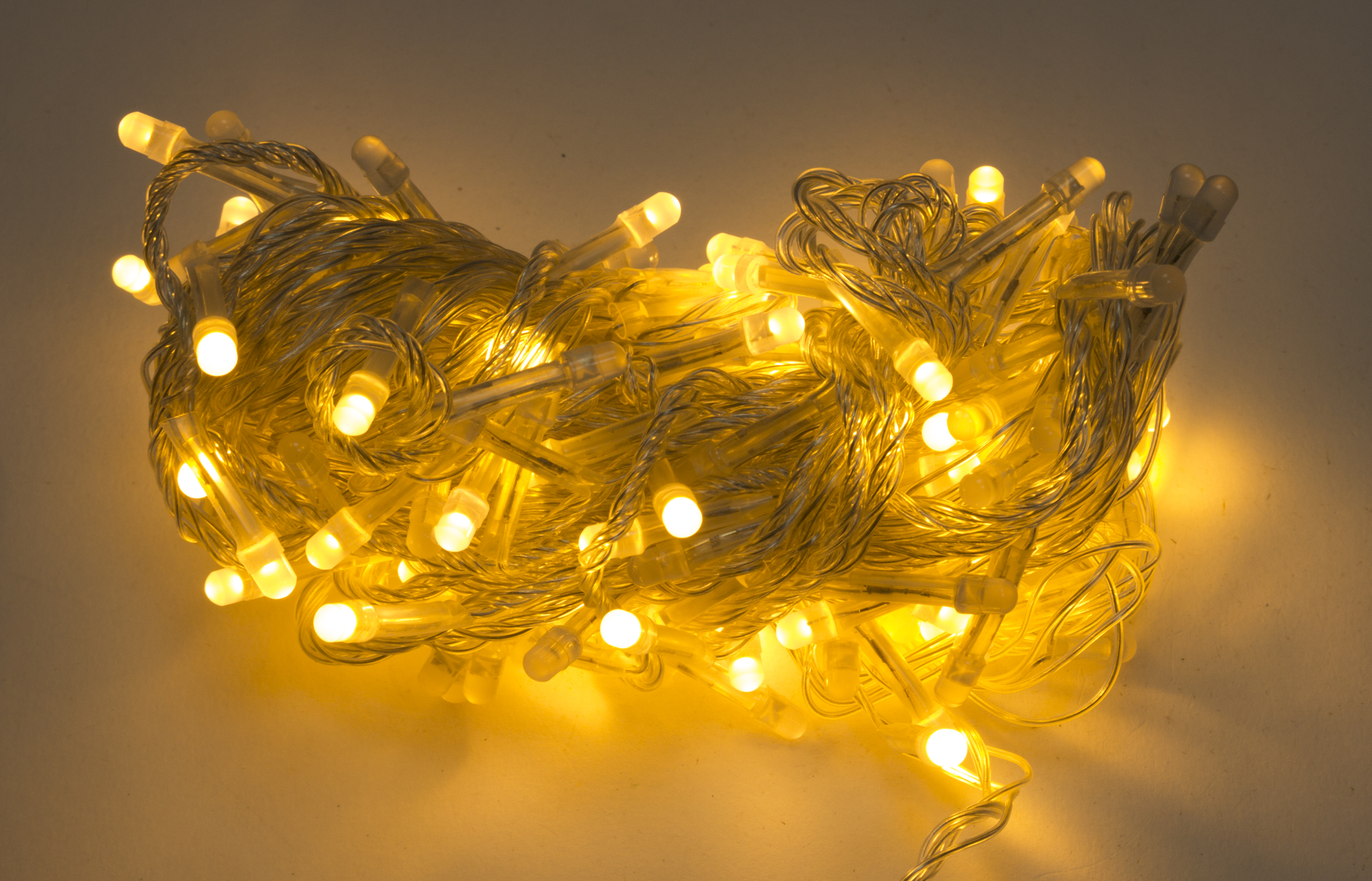 Гірлянда електрична 200 LED неон білий, прозорий провід L-13,5 м