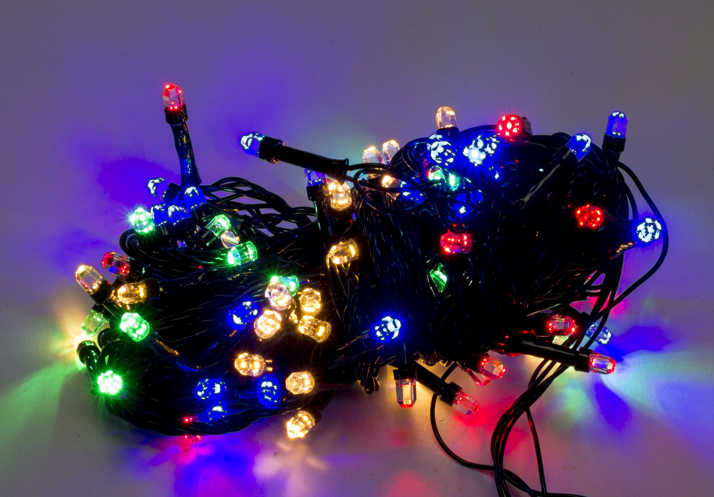 Гірлянда електрична Рубінка 100 LED Multicolor, чорний провід 6 м