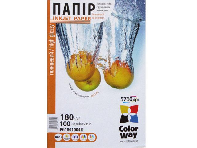 Фотопапір глянцевий CW 10×15см 180г/м2 PG180-100/PG1801004R 100 аркушів/упаковка