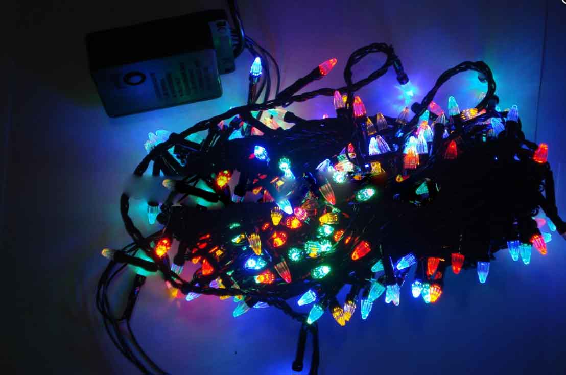 Гірлянда електрична Конус 300 LED кольорова, чорний провід L-19 м