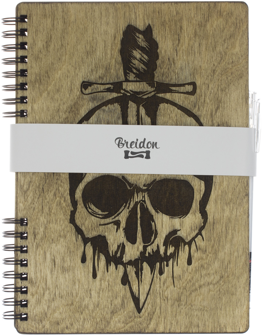 Блокнот A5 дерев'яний Skull Breidon