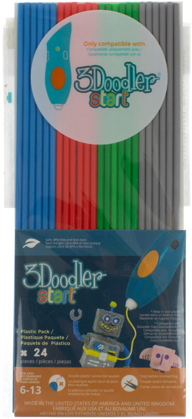 Набір стрижнів для 3D-ручки 3 Doodler Start-МІКС 24 шт сірий, блакитний, зелений, червоний