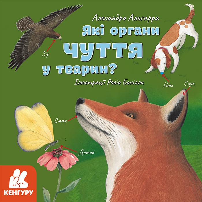 Книга B5 Узнавай о мире вместе с нами! Какие органы чувств у животных? Кенгуру на украинском