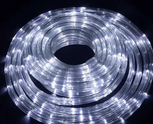 Гирлянда электрическая дюралайт квадратная LED белый, 3-жильный провод L-10 м