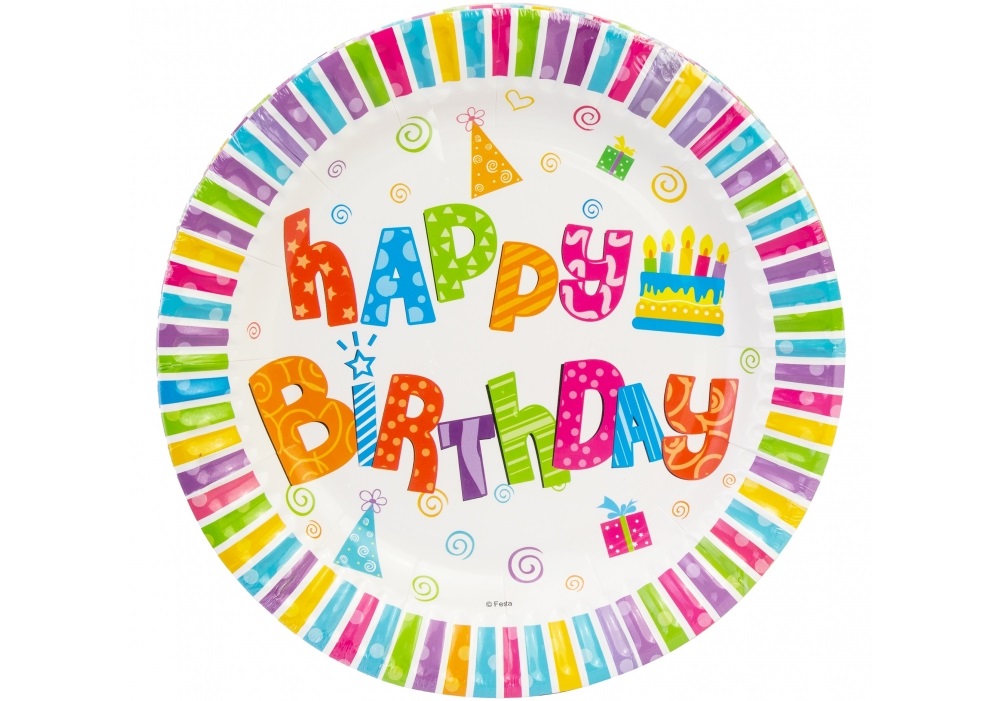 Набор тарелок бумажных Happy Birthday 6 шт 17,78 см