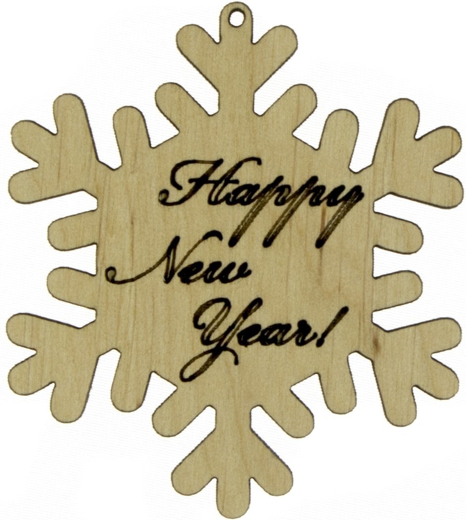 Сніжинка Happy New Year! 6×5,5 см фанера