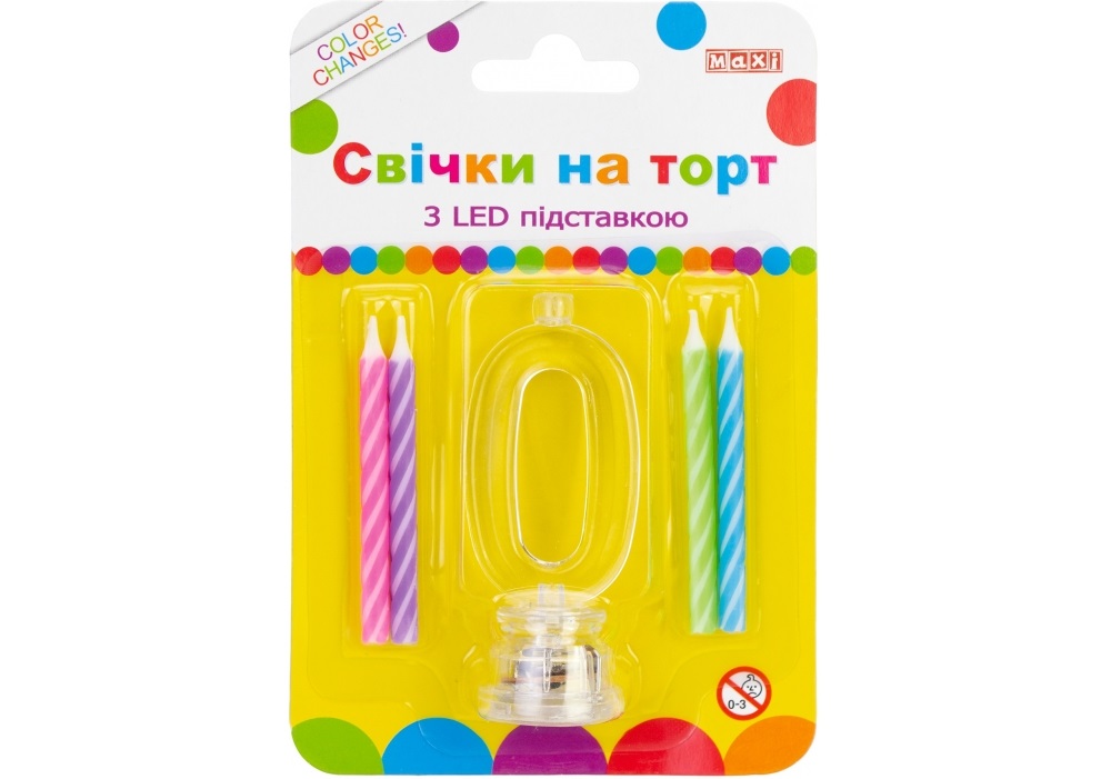Набір свічок в торт 4 шт з LED світяться Цифра-0