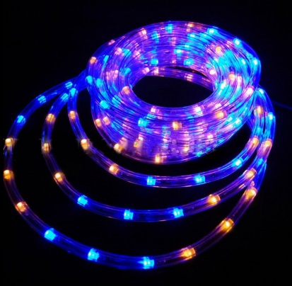 Гірлянда електрична дюралайт LED жовто-синя, 3-жильний провід L-8 м