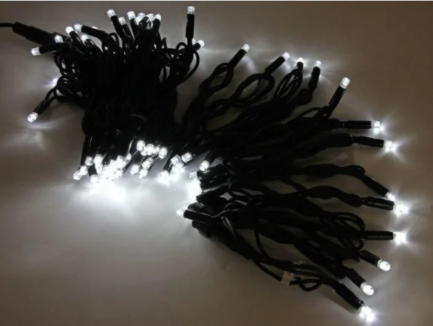 Гирлянда электрическая уличная прямая 100 LED white черный провод 10 м 6515
