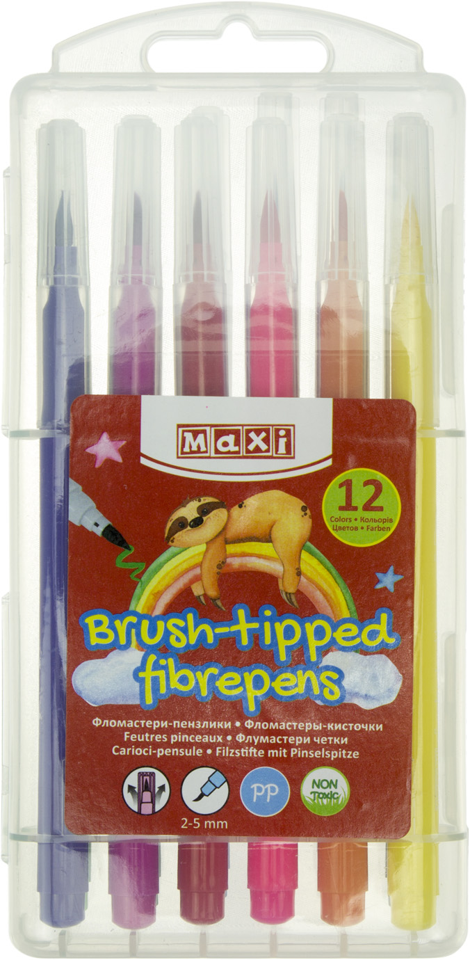 Фломастери-пензлики Maxi Brush-Tipped 12 кольорів