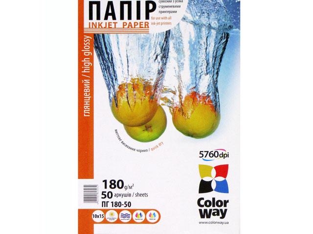 Фотопапір глянцевий CW 10×15см 180г/м2 PG180-50/PG1800504R 50 аркушів/упаковка