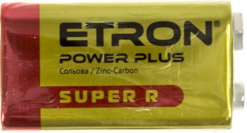 Батарейка Etron zinc-carbon 6F22/1shrink 9V крона