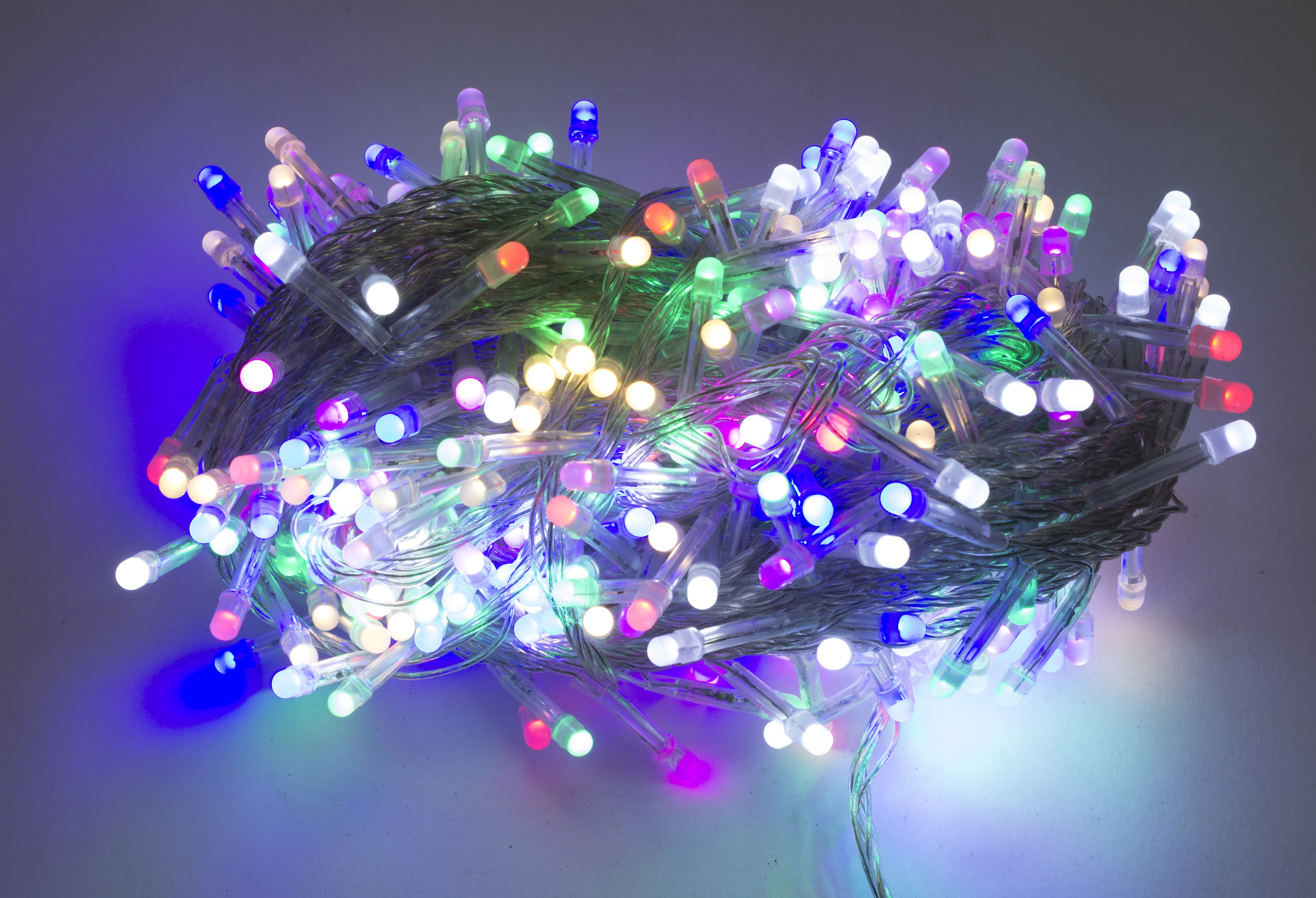 Гірлянда електрична 400 LED MultiColor неонова, прозорий провід L-25 м K-25
