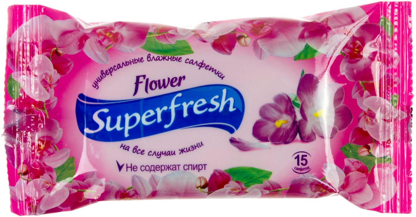 Салфетки влажные Flower 15 шт