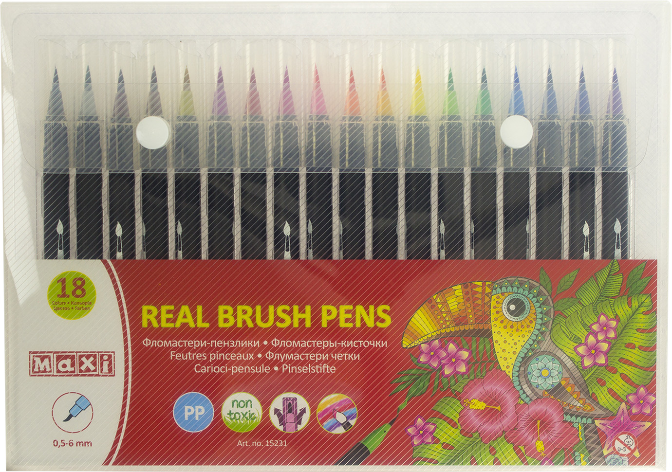 Фломастери-пензлики Maxi Real Brush 18 кольорів