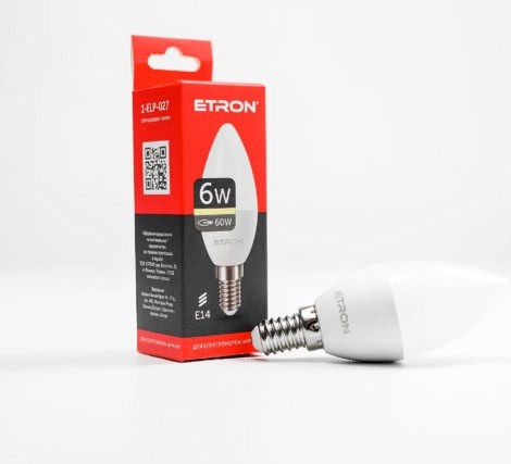 Лампа Power LED Light LED 1-ELP-027 C37 6 Вт 3000K E14