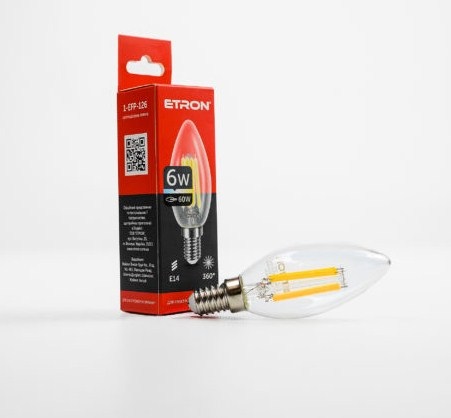 Лампа Filament Power прозоре скло LED 1-EFP-126 C37 6Вт 4200K Е14