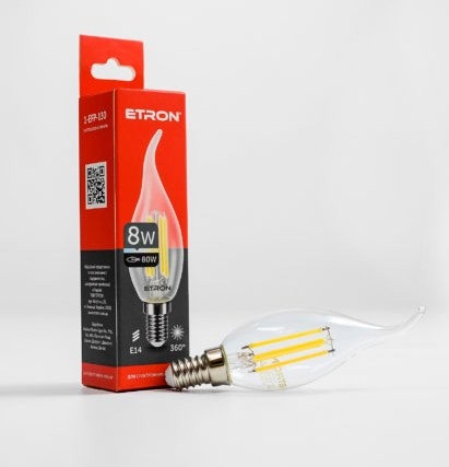 Лампа Filament Power прозоре скло LED 1-EFP-130 C37 8Вт 4200K Е14