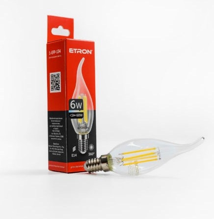 Лампа Filament Power прозоре скло LED 1-EFP-134 C37 6Вт 4200K Е14