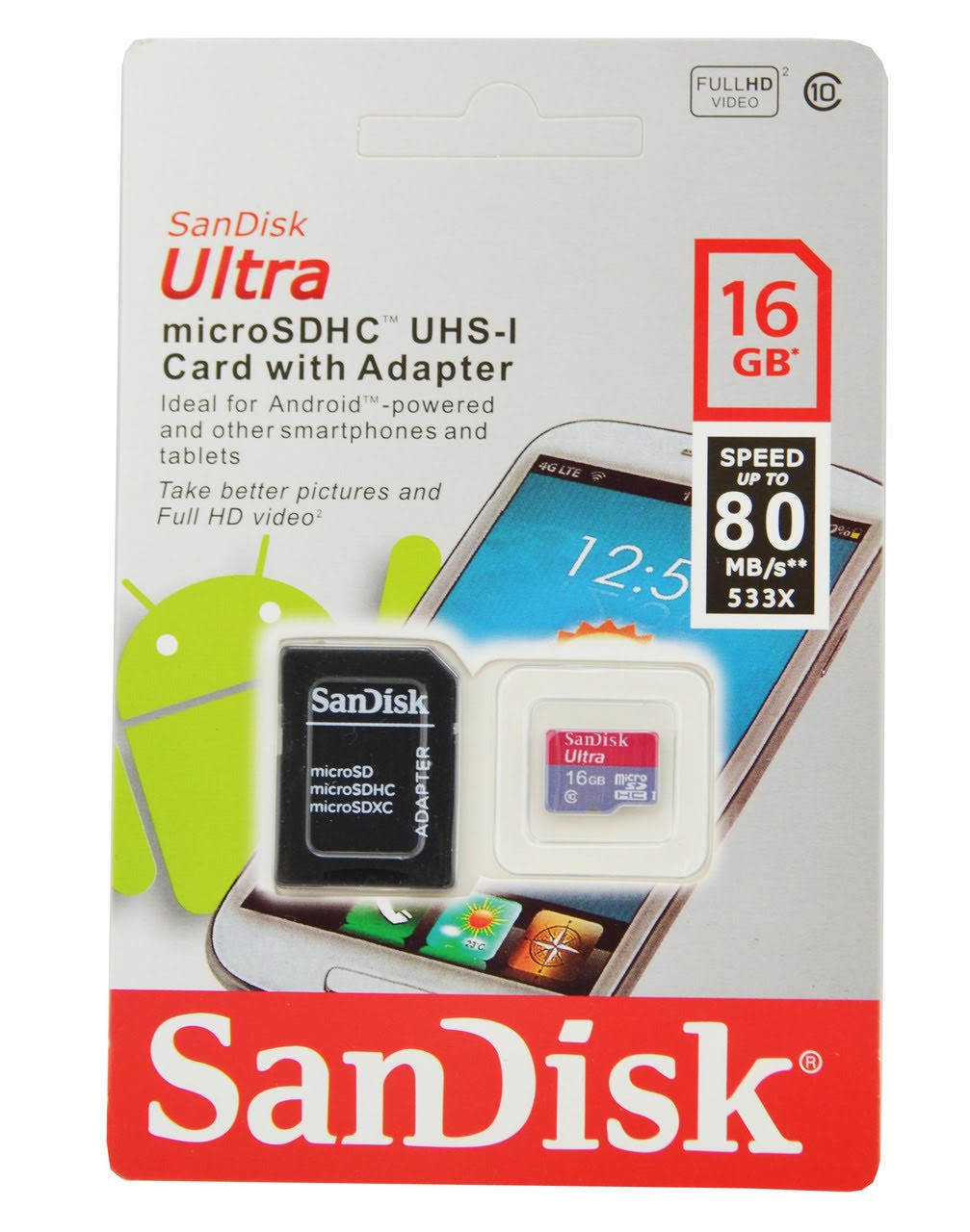 Карта пам'яті 16 Gb SDHC Ultra (UHS-1) 80 MB/s, class10 adapter 1606