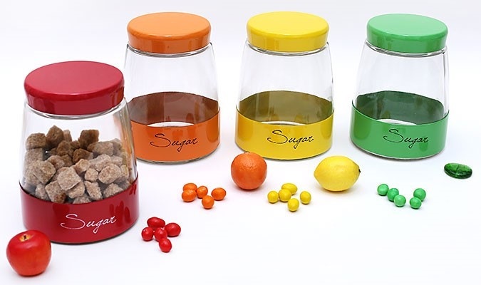 Банка скло Sugar 1500 мл з кришкою, 4 види