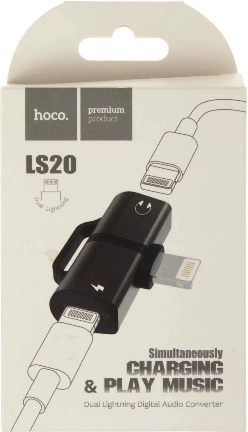 Адаптер перехідник lightning > lightning power та lightning audio LS20 black Breidon