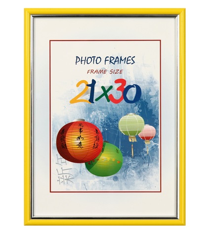 Фоторамка 10×15 жовта, срібна оторочка