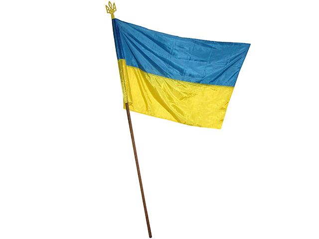 Прапор України з держаком і тризубом 133×94см нейлон