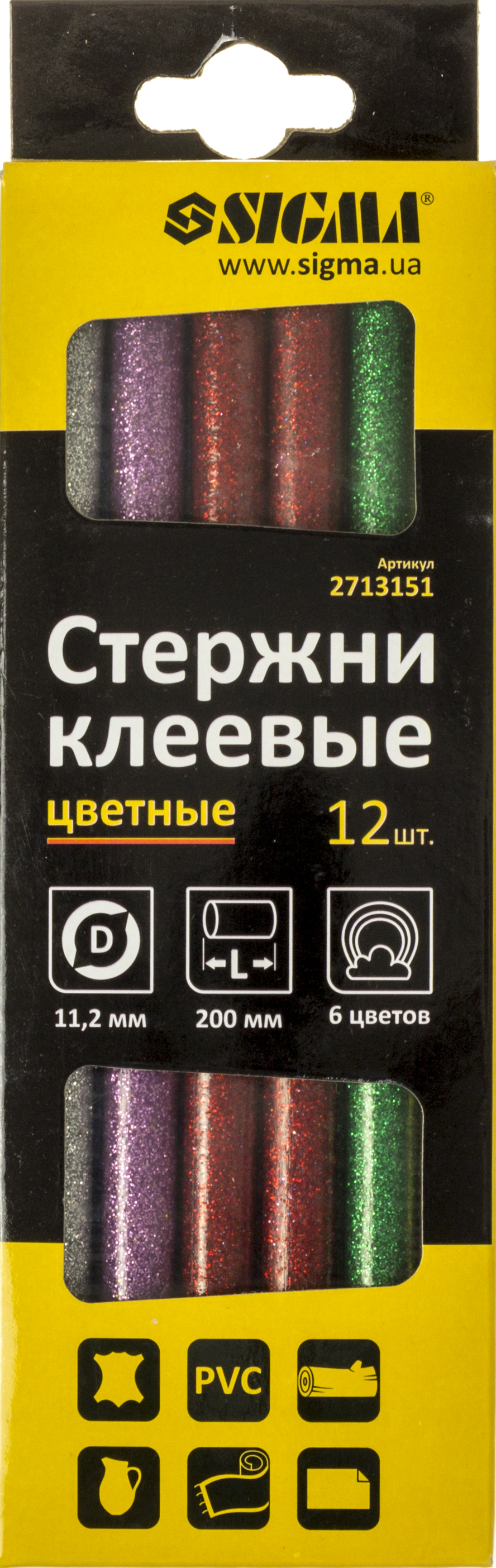 Клейові стрижні Sigma d11,2×200 мм кольорові