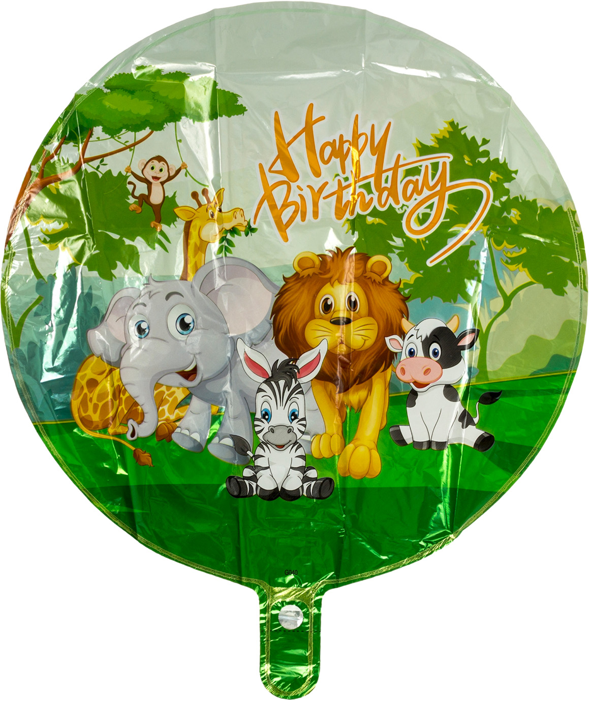 Кулька повітряна фольгована кругла Happy Birthday Тварини