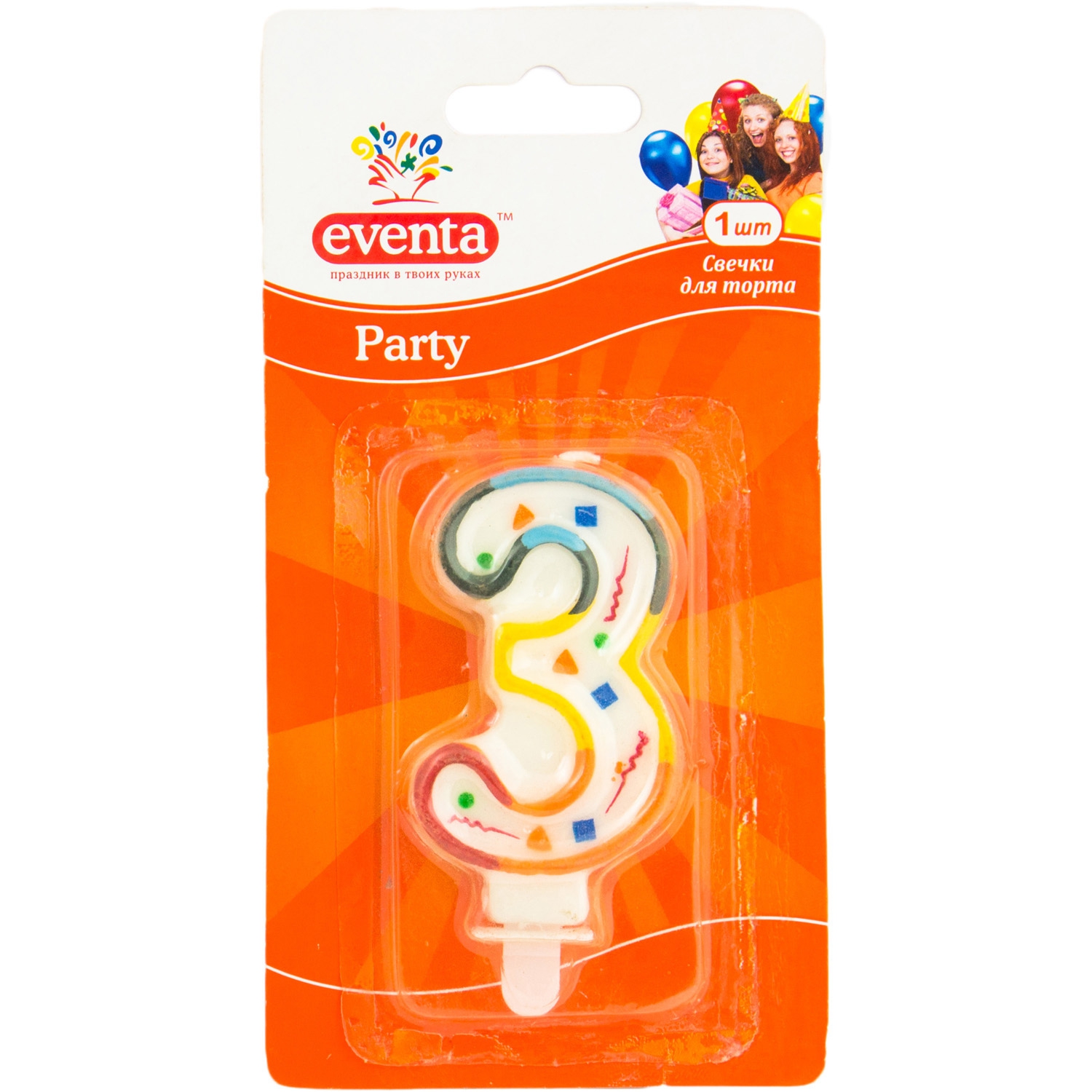 Свічка в торт Цифра-3″ Eventa