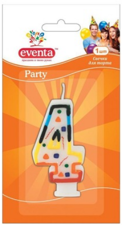 Свічка в торт Цифра-4″ Eventa