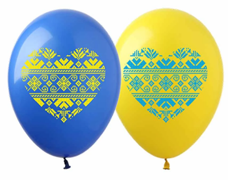 Набір кульок повітряних латексних 12/30см Серце України 10 шт