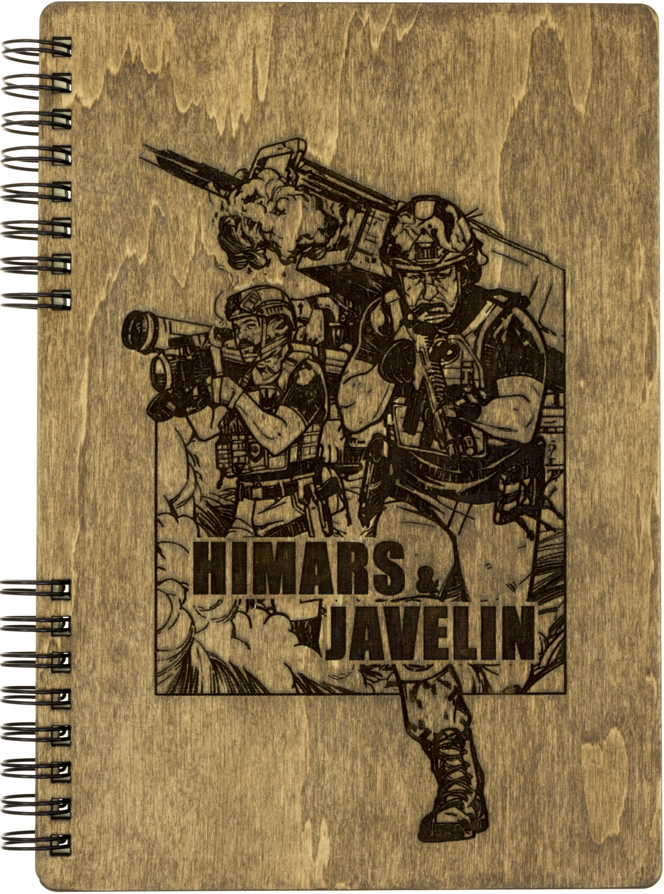 Блокнот А5 дерев'яний «Himars&Javelin»