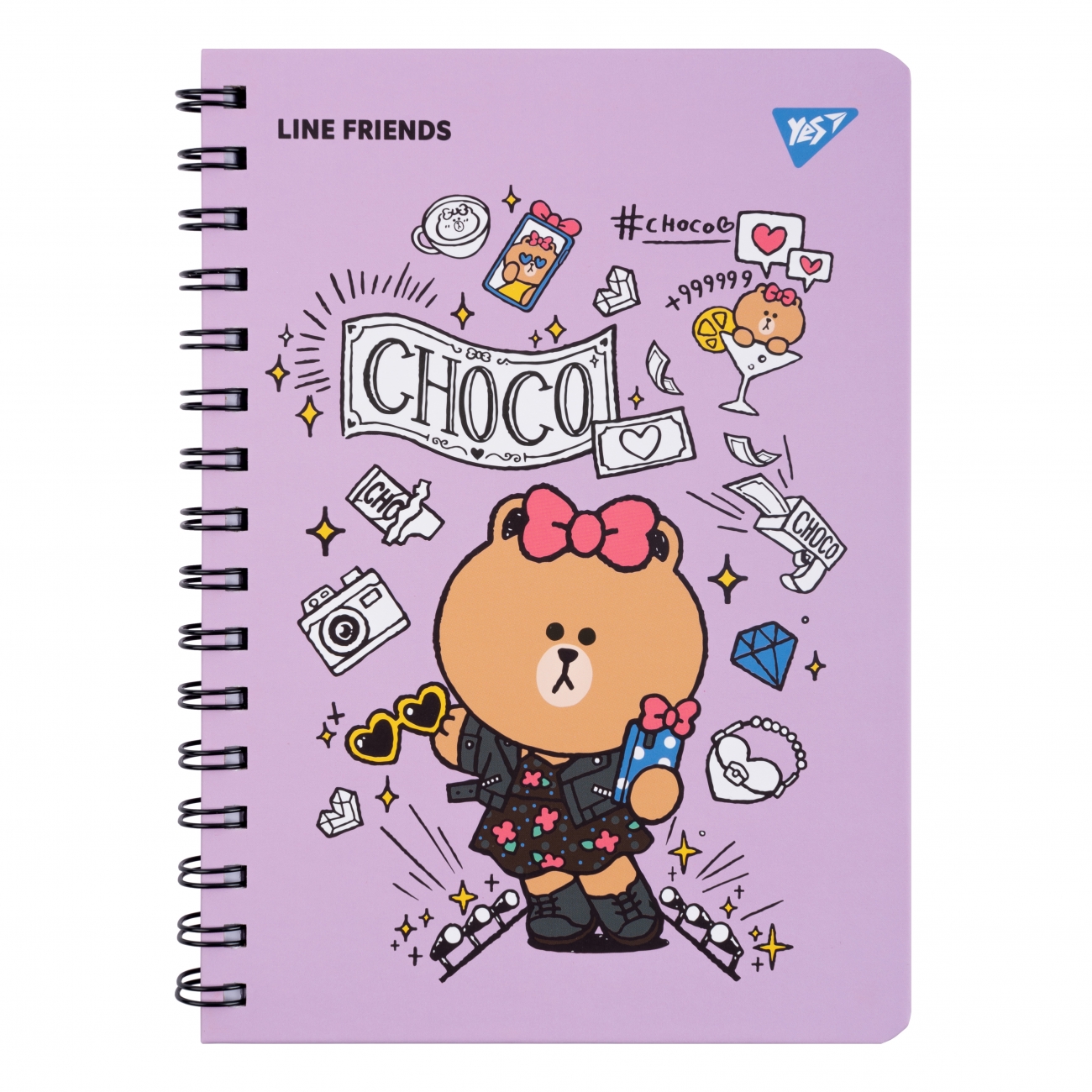 Блокнот пруж. А5 80 аркушів «Line Friends» Choco з гумкою