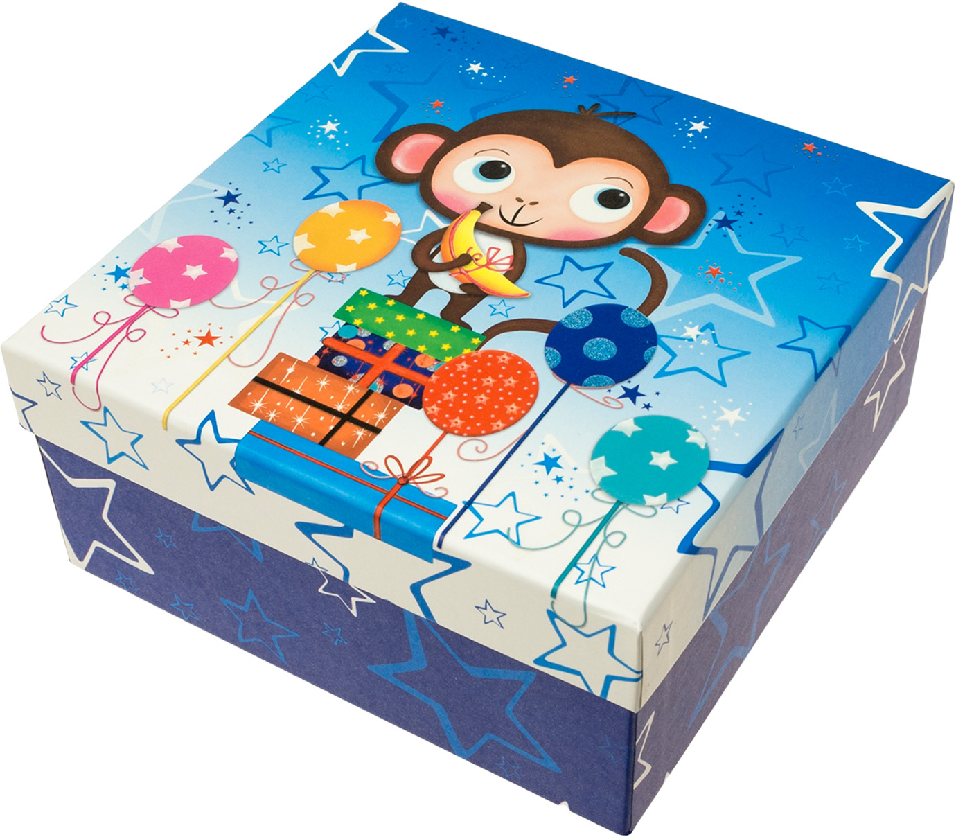 Коробка подарункова квадратна «Мавпочка» 15×15×7,5см