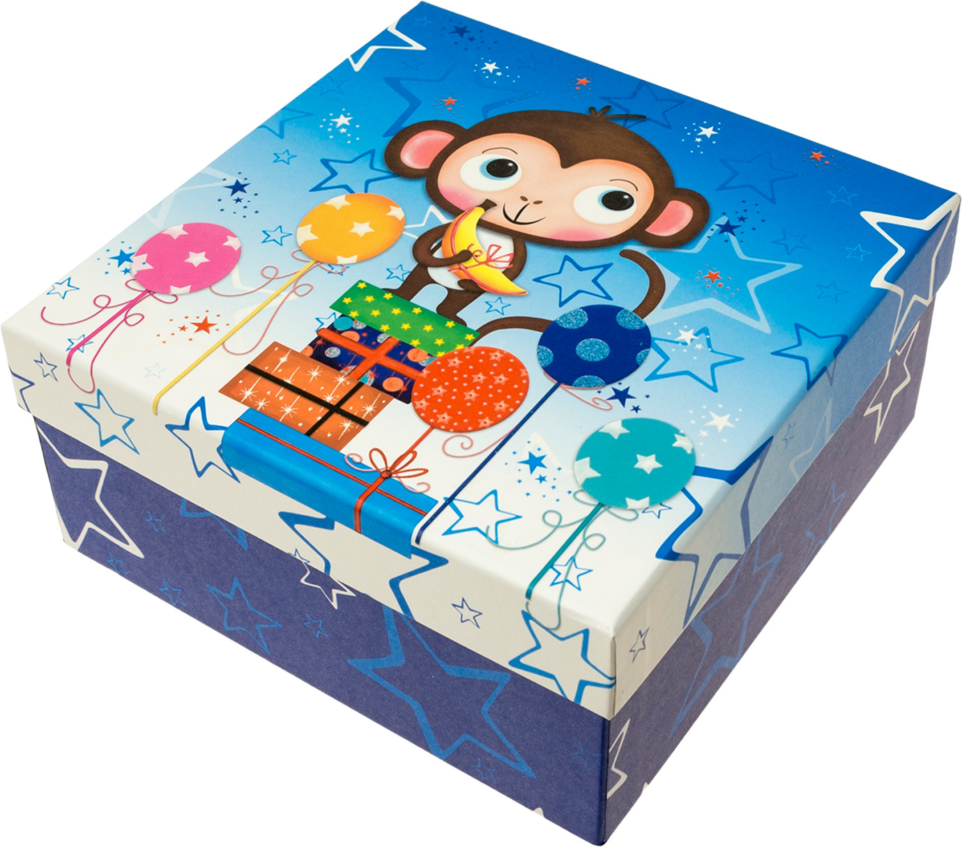 Коробка подарункова квадратна «Мавпочка» 20×20×9,5см