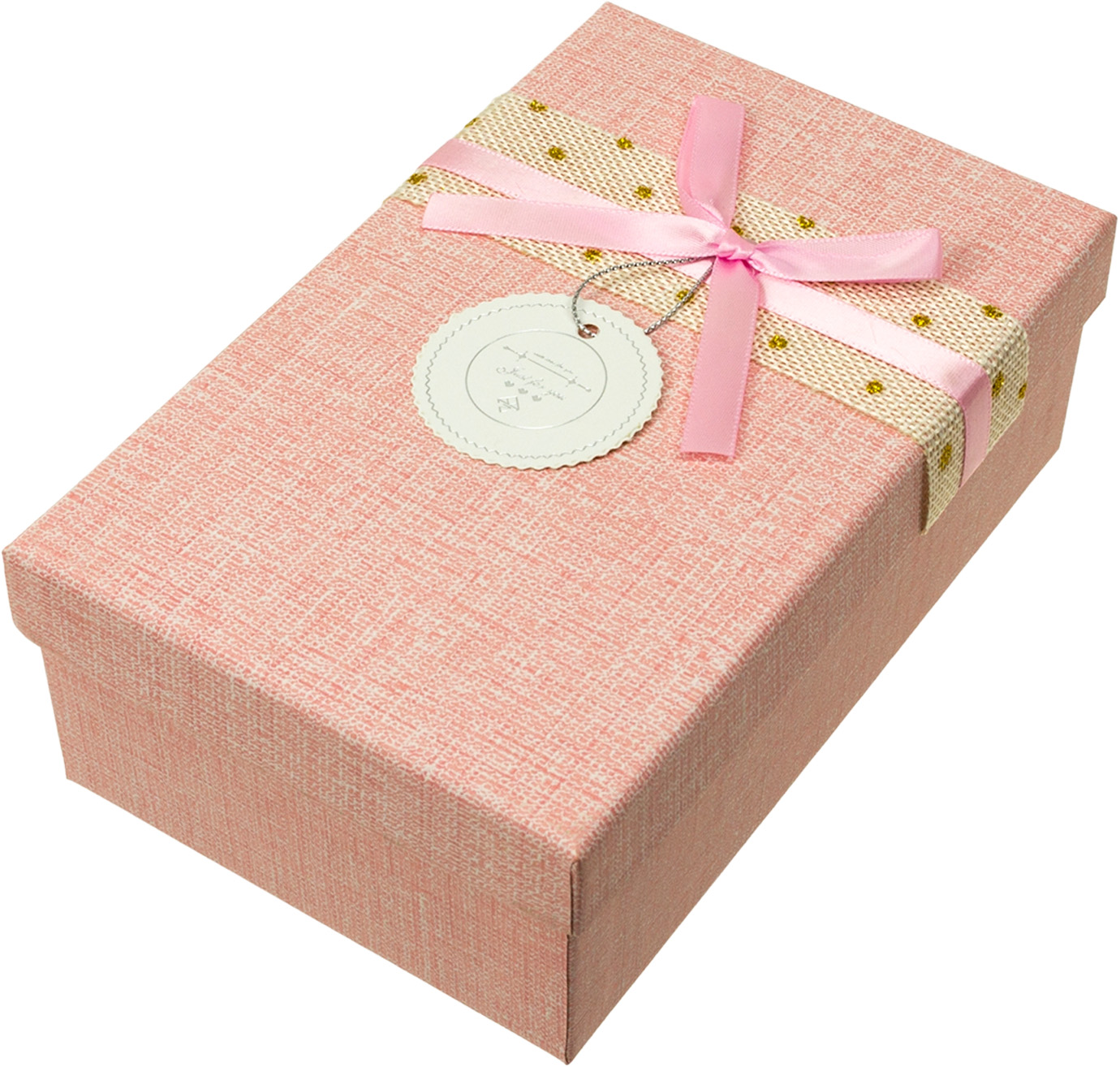 Коробка подарункова прямокутна рожева з бантом 23×16×9,5см